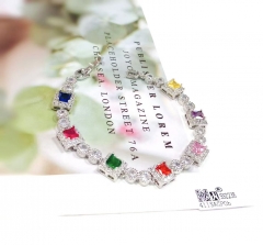 Colorful zircon dazzling popular silver/gold bracelet