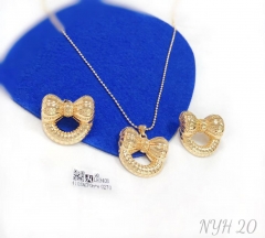 Hollow bow model fashion earring necklace set