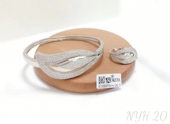 Popular model trendy style silver/gold bangle ring set