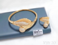 Father shape exquisite gold/silver bangle ring set