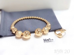 Handmade beads polishing gold/silver bangle ring set