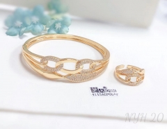 Irregular model exquisite gold/silver bangle ring set