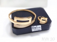 Irregular model exquisite gold/silver bangle ring set