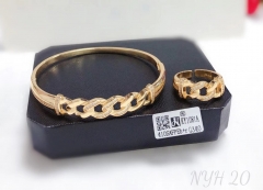 Smooth hollow style fine gold/silver bangle ring set