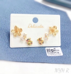 Flower/bow/bear model popular gold/silver stud earring