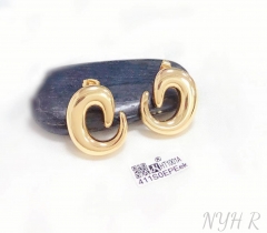 Round style polishing stud earring