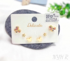 Butterfly/star elegant gold/silver stud earring