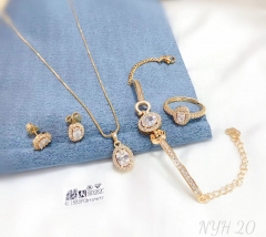 Whiter zircon dazzling simple gold jewelry set