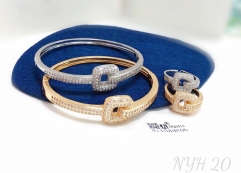 Hollow square shape concise bangle ring set