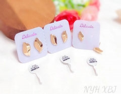 Leaf shape smooth stud earring