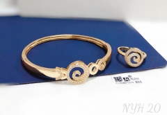 Round model fine gold/silver bangle ring set