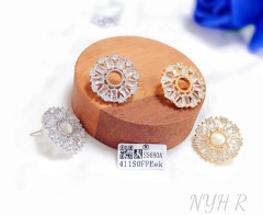 Hollow round model zircon earring