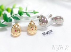 Colorful zircon style water drop model earring