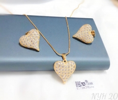 Heart model fashion gold/silver earring necklace set