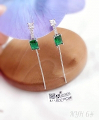 Concise fine style green zircon earring