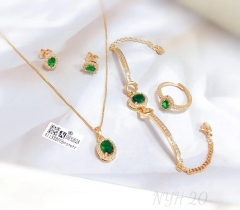 Green zircon dazzling simple gold/silver color jewelry set