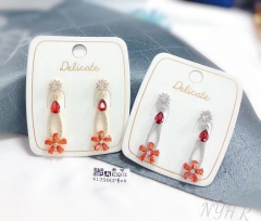 Orange red style flower pendant pendant earring