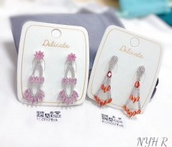 Pink/orange red color zircon fashion earring