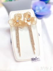 Gorgeous flower tassel pendant earring