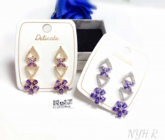 Fashion purple flower pendant earring