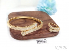 Infinite style fashion simple gold/silver bangle ring set