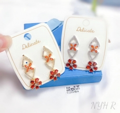 Orange red color flower model trendy earring