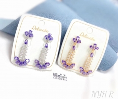 Purple fine pendant stud earring