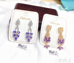 Purple flower fashion pendant earring