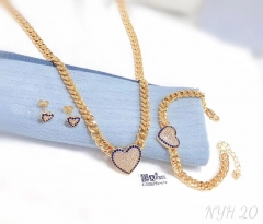 Blue zircon gorgeous heart style jewelry set