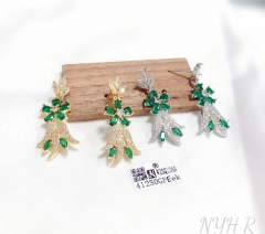 Green flower trendy style fashion earring