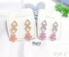 Pink flower exquisite style earring