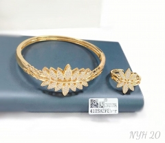 Leaf style fashion gold/silver bangle ring set