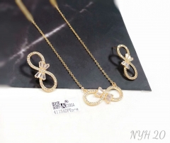 Infinite bow  model fashion silver/gold earring necklace set