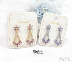 Purple flower fashion pendant earring