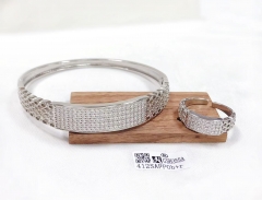 Simple fashion silver/gold bangle ring set