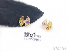 Colorful zircon bow style earring