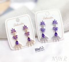 Purple style fashion pendant earring