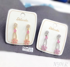 Elegant pink flower fashion earring