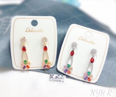 Colored flower exquisite pendant earring