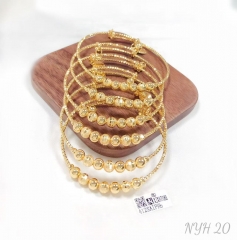 Handmade beads style gold color bangle set