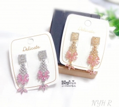 Gorgeous pink flower fashion pendant earring