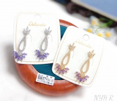 Purple zircon bright pendant earring