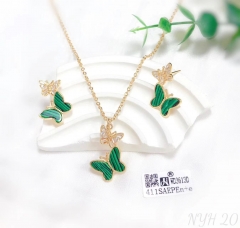 Green butterfly gorgeous earring necklace set