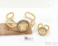 Medusa shape exquisite big silver/gold bangle ring set