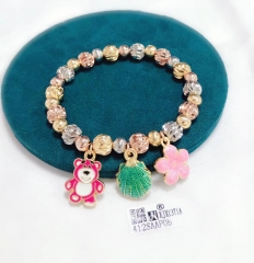 Bear/shell/flower pendant beads bracelet