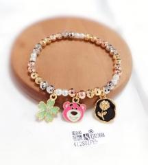 Flower/bear/rose pendant beads bracelet