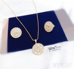 Gorgeous fashion model gold/silver earring necklace set