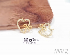 Heart model bow gold/silver earring