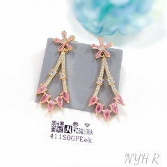 Pink flower shape exquisite earring