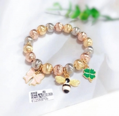 Bee/bow/four leaf clover pendant beads bracelet